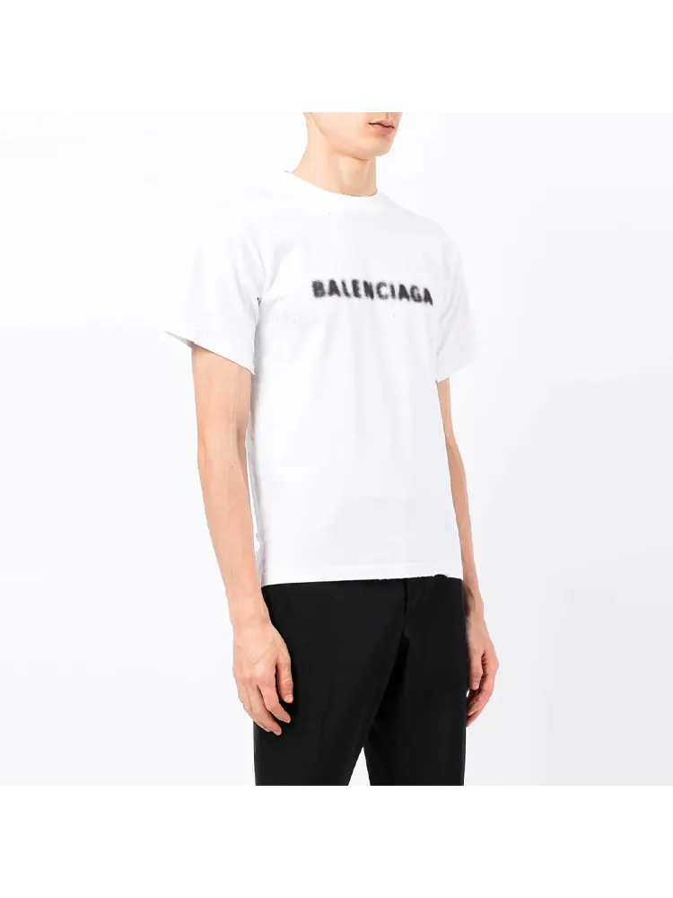 Футболка Balenciaga Blurred Logo T-Shirt 'White Black' — изображение 4 из 5, белый