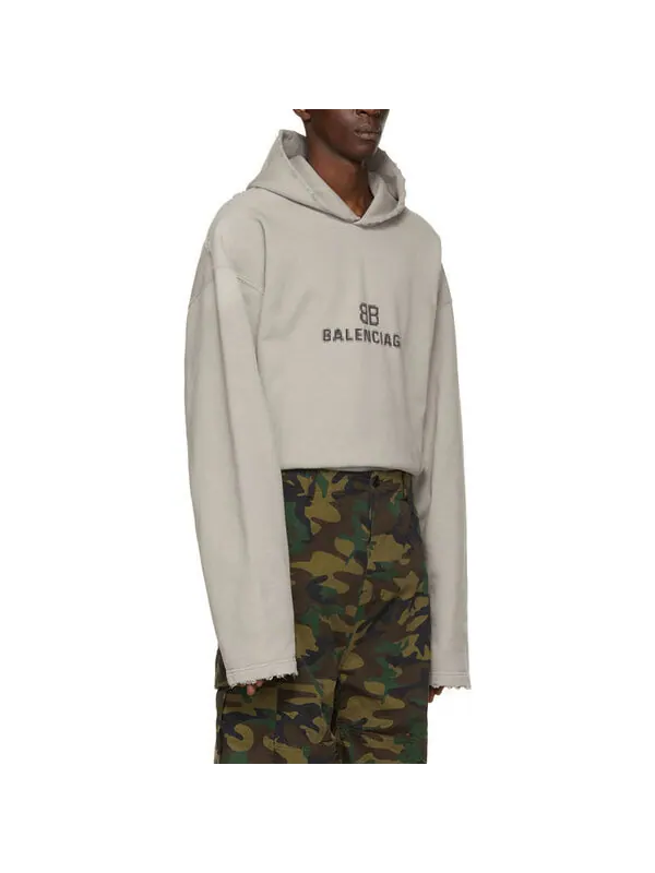 Толстовка bb pixel print hoodie 'grey' Balenciaga — изображение 4 из 4, серый