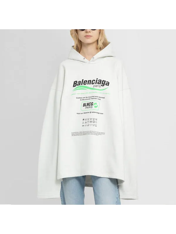 Толстовка dry cleaning boxy hoodie 'white' Balenciaga — изображение 2 из 4, белый