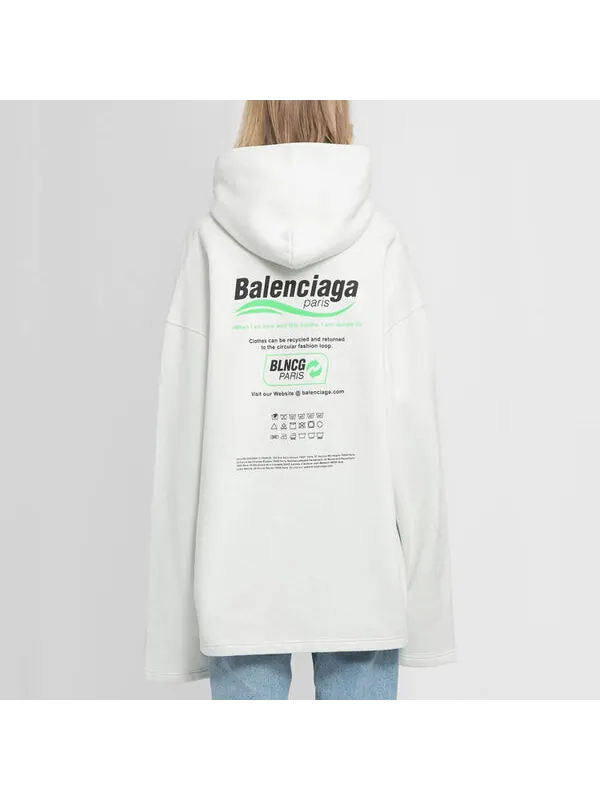 Толстовка dry cleaning boxy hoodie 'white' Balenciaga — изображение 3 из 4, белый