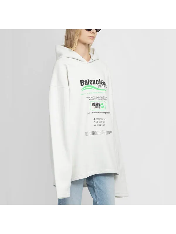 Толстовка dry cleaning boxy hoodie 'white' Balenciaga — изображение 4 из 4, белый