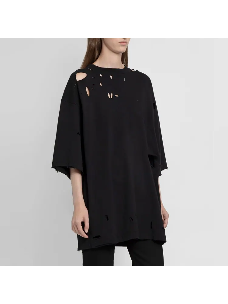 Футболка Balenciaga Destroyed T-Shirt 'Black' — изображение 5 из 8, черный