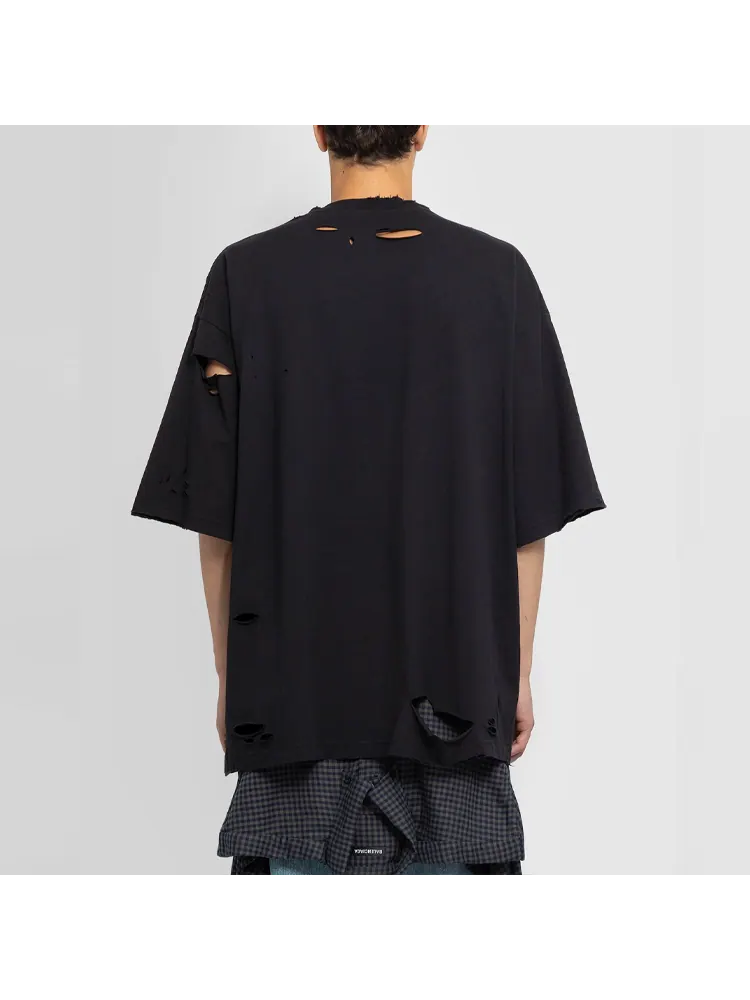 Футболка Balenciaga Destroyed T-Shirt 'Black' — изображение 7 из 8, черный