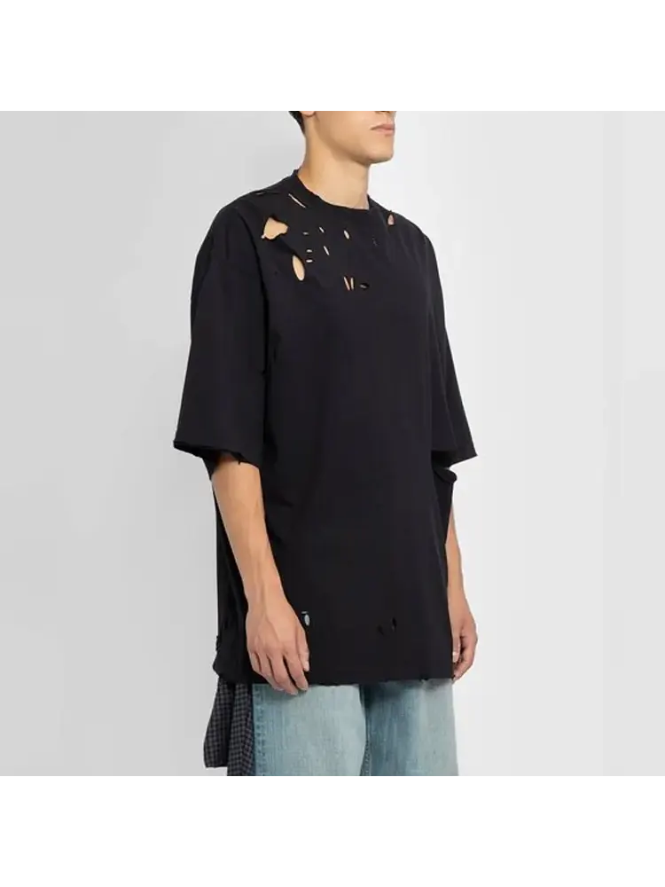Футболка Balenciaga Destroyed T-Shirt 'Black' — изображение 8 из 8, черный