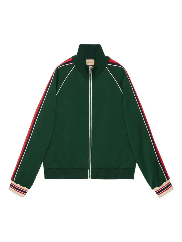 Куртка Gucci GG Jacquard Jersey Zip Jacket — изображение 1 из 4, зеленый