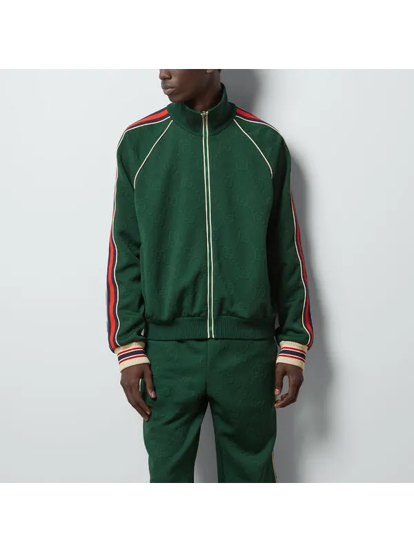 Куртка Gucci GG Jacquard Jersey Zip Jacket — изображение 2 из 4, зеленый