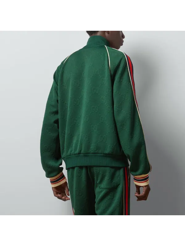 Куртка Gucci GG Jacquard Jersey Zip Jacket — изображение 3 из 4, зеленый
