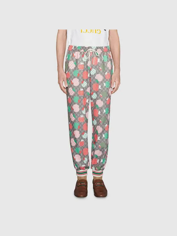 Брюки Gucci fw21 les pommes jogging pant 'red beige' — 2
