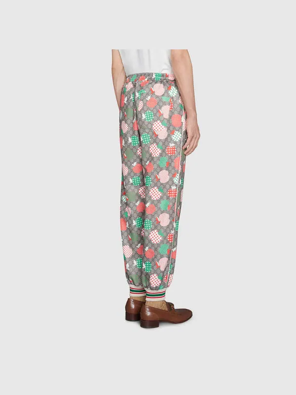 Брюки Gucci fw21 les pommes jogging pant 'red beige' — 3