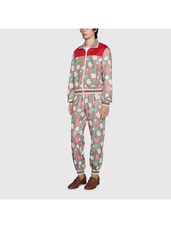 Брюки Gucci fw21 les pommes jogging pant 'red beige' — 4