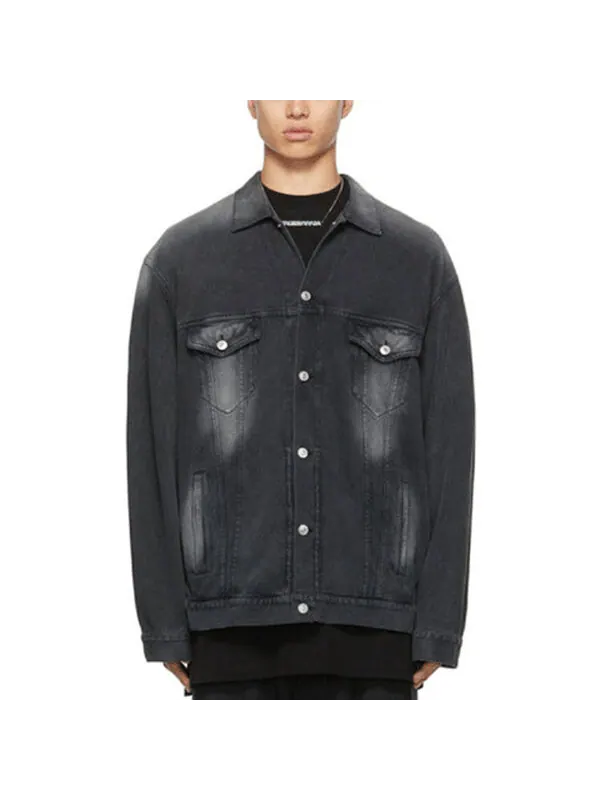 Куртка washed denim jacket large fit 'black' Balenciaga — изображение 2 из 4, черный