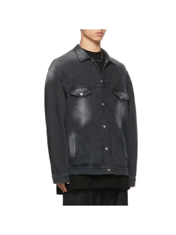 Куртка washed denim jacket large fit 'black' Balenciaga — изображение 3 из 4, черный