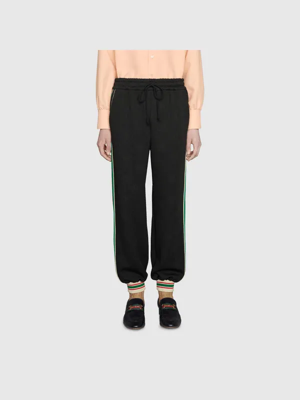 Брюки Gucci Classic Red Green GG Knit Jogging Sports Pants — изображение 3 из 4, черный