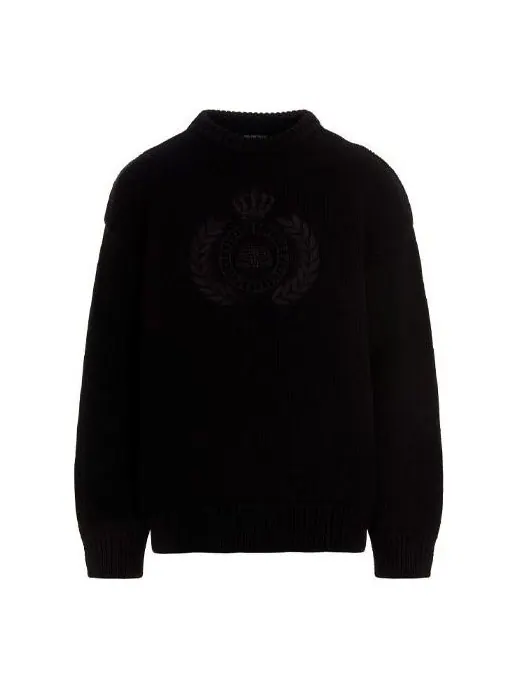 Свитер Balenciaga BB Laurel Crown Logo Crewneck Knitted Sweater 'Black' — изображение 1 из 5, черный