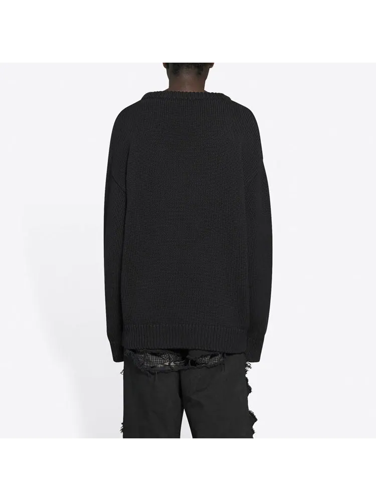 Свитер Balenciaga BB Laurel Crown Logo Crewneck Knitted Sweater 'Black' — изображение 4 из 5, черный
