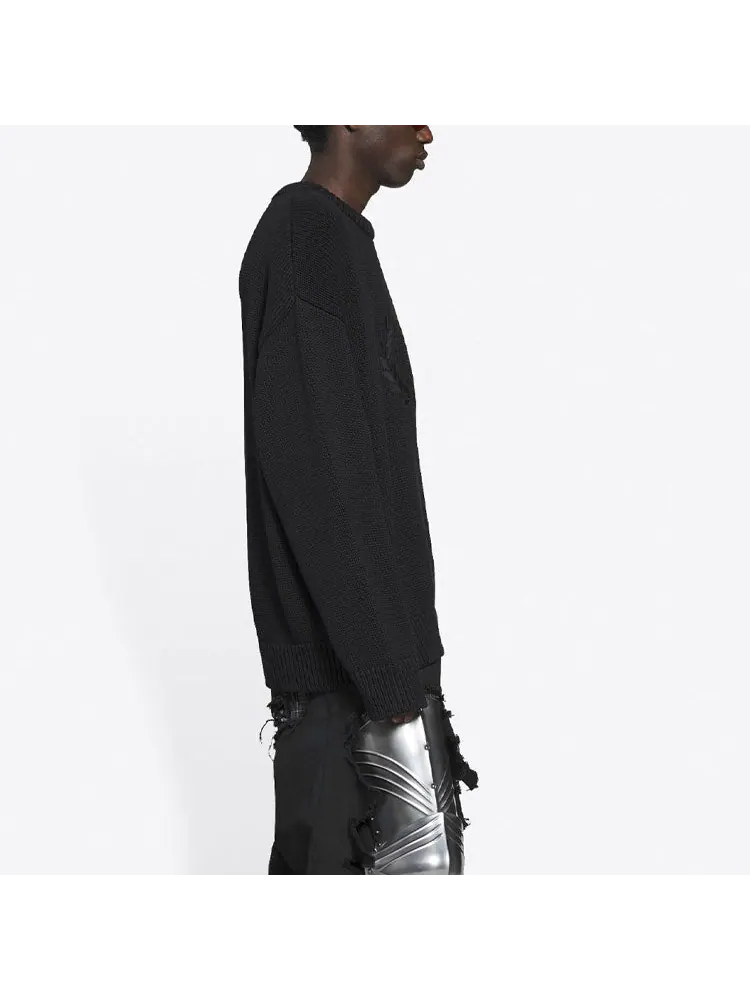 Свитер Balenciaga BB Laurel Crown Logo Crewneck Knitted Sweater 'Black' — изображение 5 из 5, черный