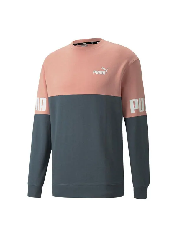 Свитер power colorblock crew sweatshirt 'pink' Puma