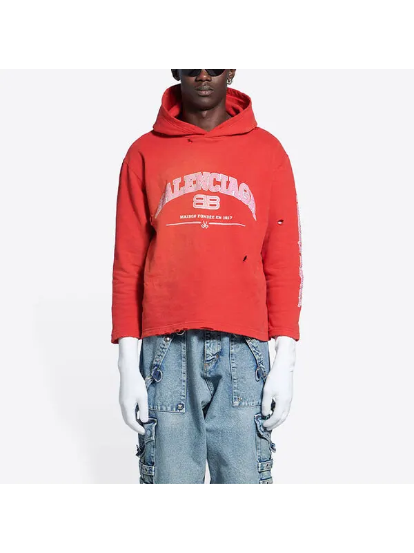 Толстовка maison cropped hoodie 'cardi red' Balenciaga — изображение 3 из 4, красный