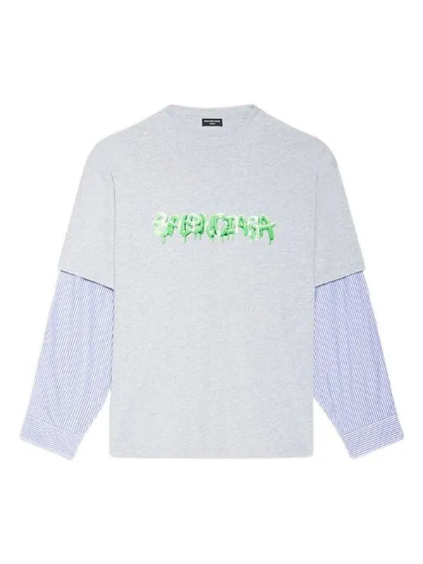 Футболка slime logo layered t-shirt 'grey' Balenciaga — изображение 1 из 4, серый