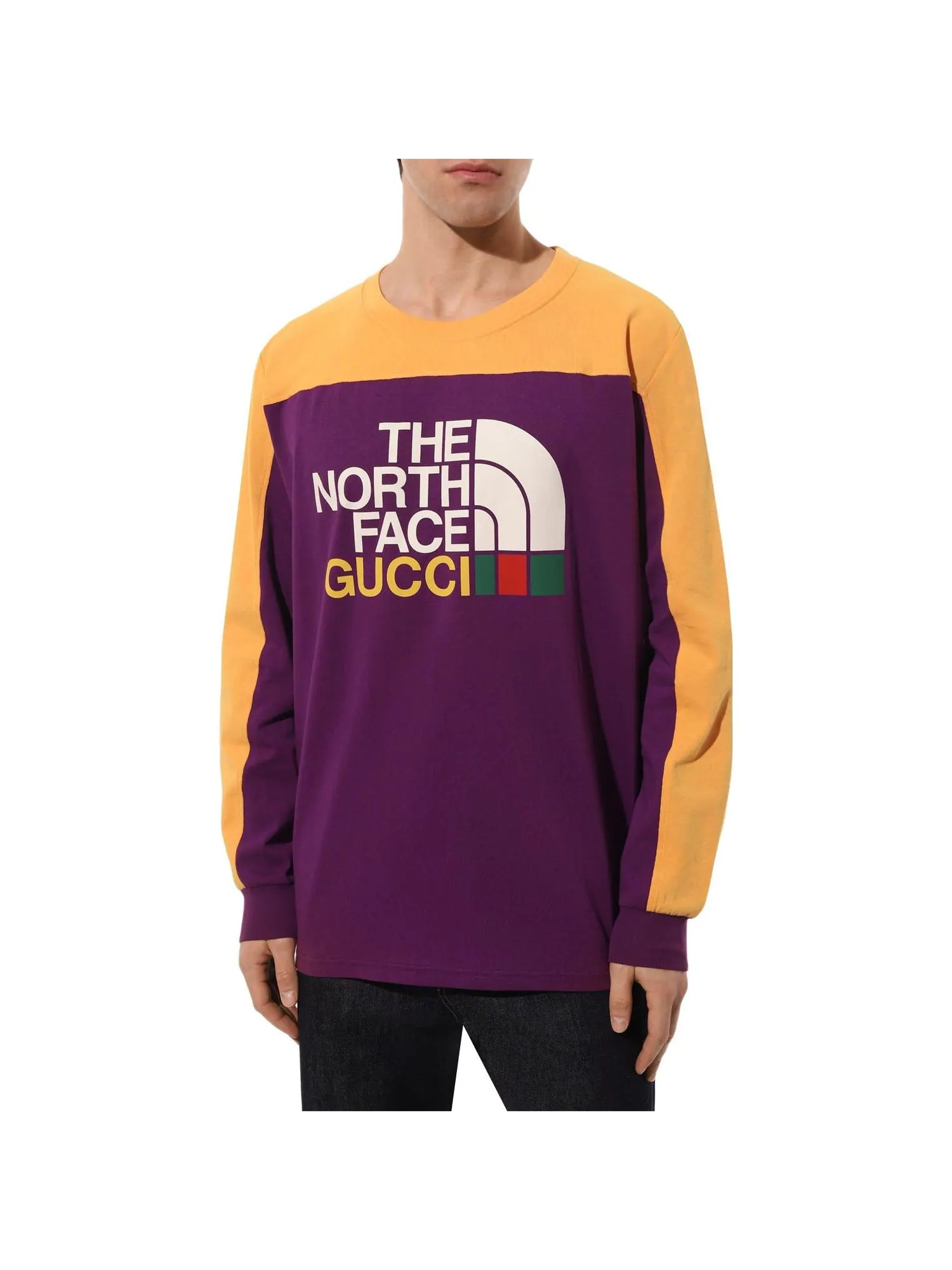 Футболка Gucci x The North Face Long Sleeve Cotton T-Shirt 'Purple Yellow' — изображение 2 из 4, фиолетовый
