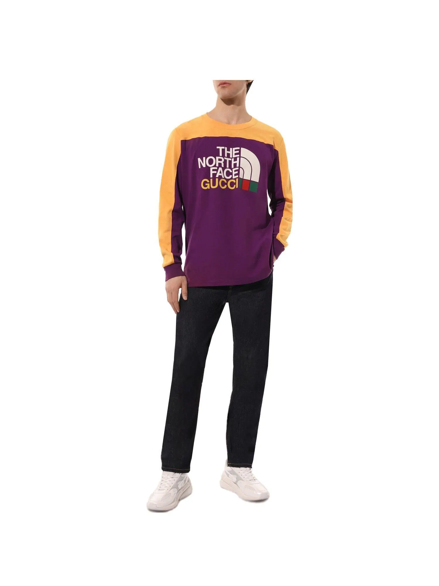 Футболка Gucci x The North Face Long Sleeve Cotton T-Shirt 'Purple Yellow' — изображение 4 из 4, фиолетовый