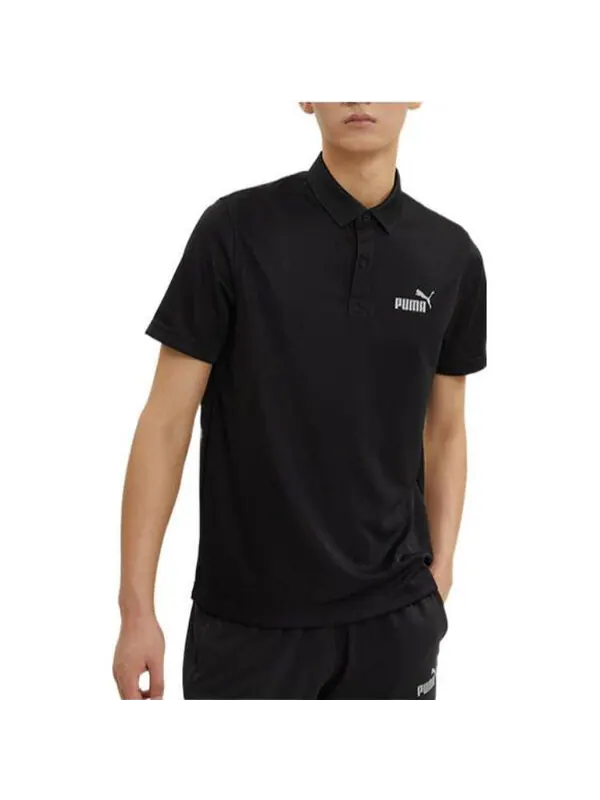 Рубашка поло essentials polo shirt 'black' Puma — изображение 3 из 4, черный