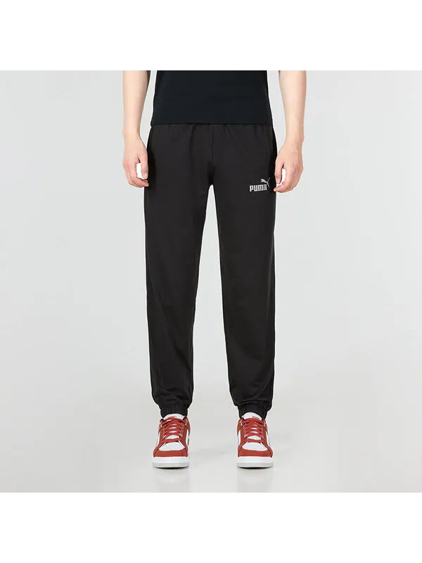 Брюки logo straight fit trackpants 'black' Puma — изображение 3 из 4, черный