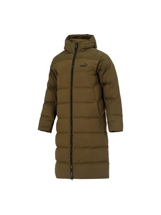 Куртка hooded down coat jacket 'brown' Puma — изображение 1 из 4, коричневый