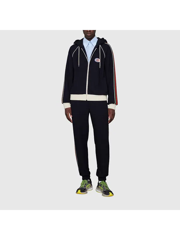 Куртка Gucci wool jersey jacket with web — изображение 2 из 4, темно-синий