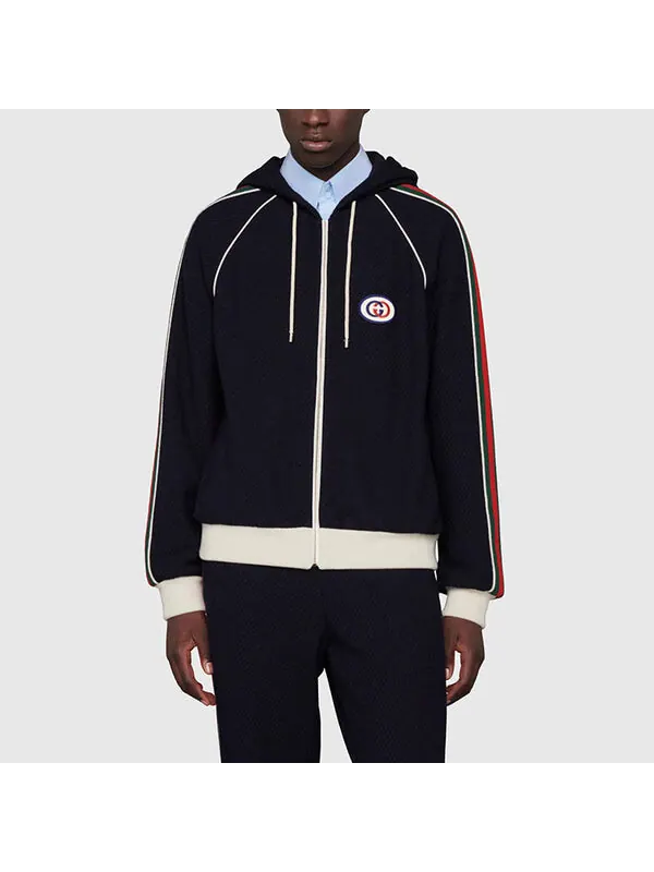 Куртка Gucci wool jersey jacket with web — изображение 3 из 4, темно-синий