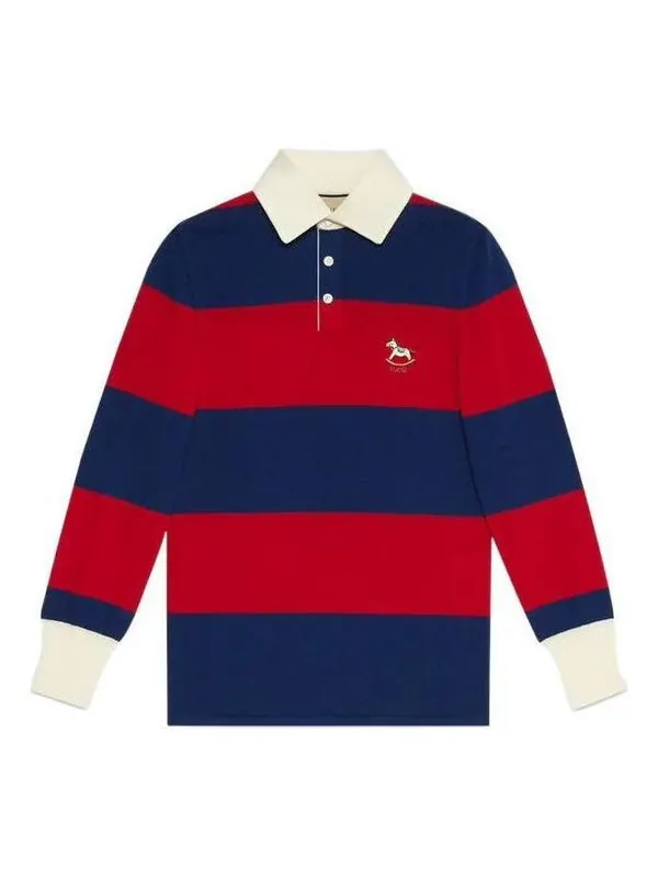Рубашка поло Gucci striped wool polo — изображение 1 из 4, синий/красный