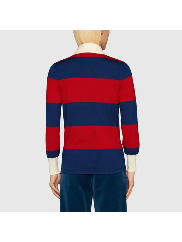 Рубашка поло Gucci striped wool polo — изображение 4 из 4, синий/красный