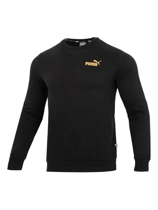 Свитер ess metallic logo sweater 'black' Puma