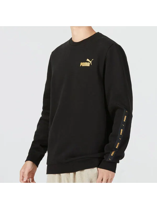 Свитер ess metallic logo sweater 'black' Puma — изображение 4 из 4, черный