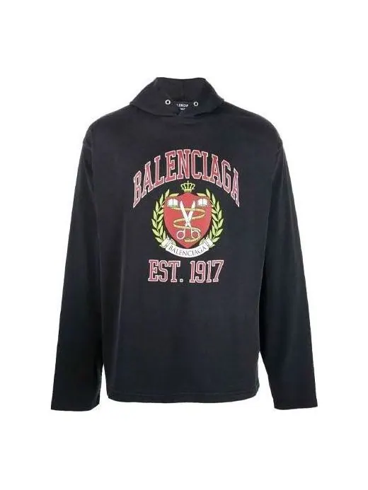Толстовка est. 1917 college logo print hoodie 'black' Balenciaga — изображение 1 из 4, черный