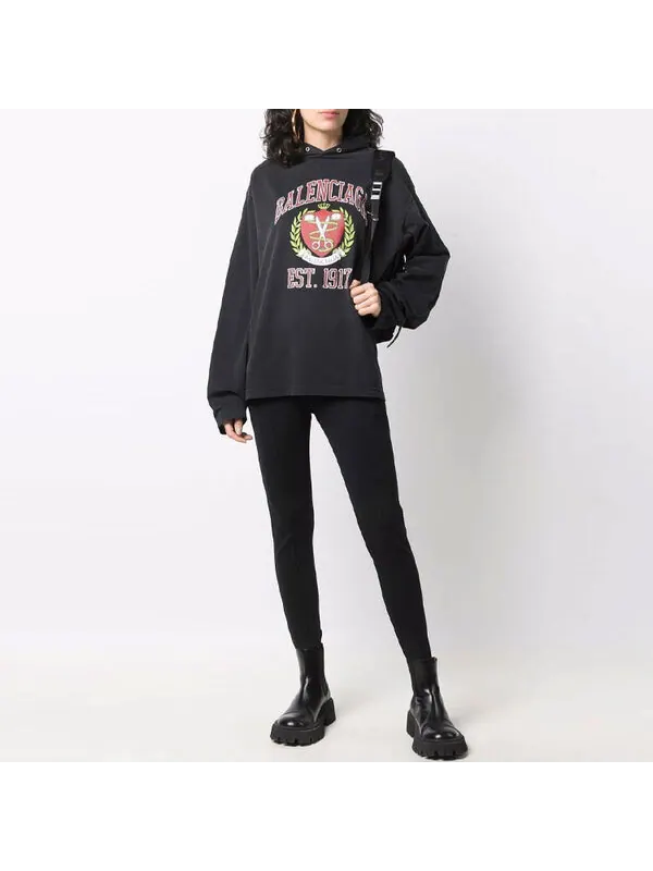 Толстовка est. 1917 college logo print hoodie 'black' Balenciaga — изображение 3 из 4, черный