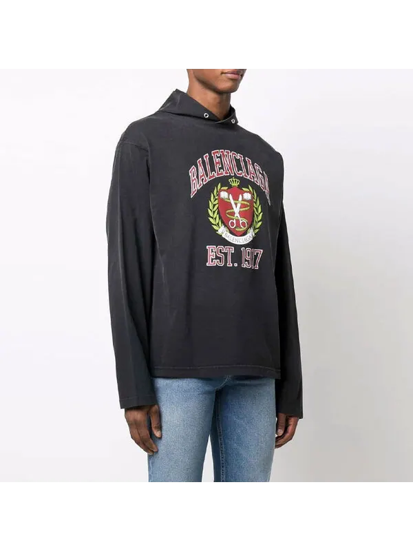 Толстовка est. 1917 college logo print hoodie 'black' Balenciaga — изображение 4 из 4, черный