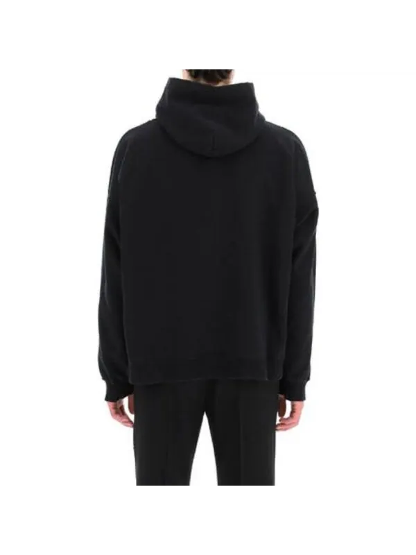 Толстовка script logo oversized popover hoodie 'black white' Balenciaga — изображение 3 из 4, черный