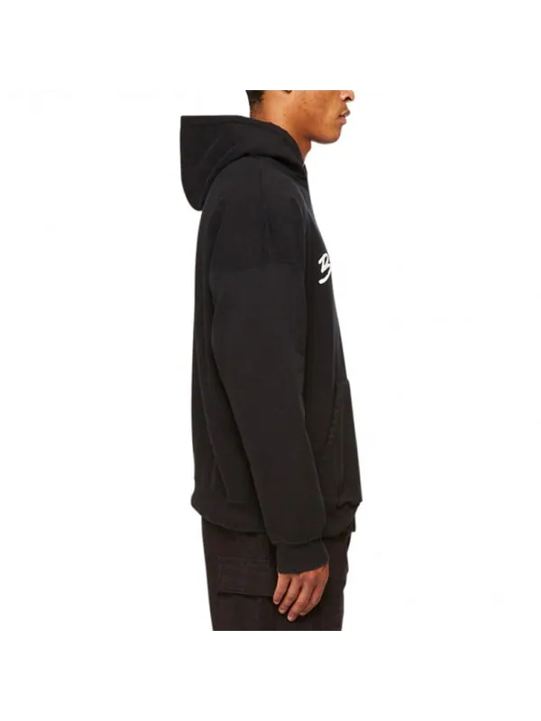Толстовка script logo oversized popover hoodie 'black white' Balenciaga — изображение 4 из 4, черный