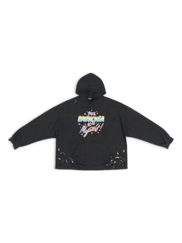 Толстовка 90/10 hoodie wide fit 'washed black' Balenciaga — изображение 1 из 4, черный