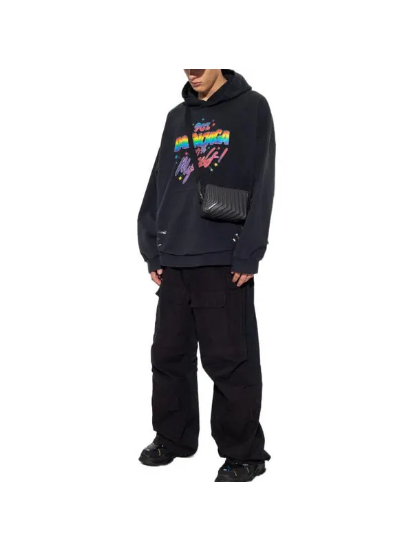 Толстовка 90/10 hoodie wide fit 'washed black' Balenciaga — изображение 3 из 4, черный