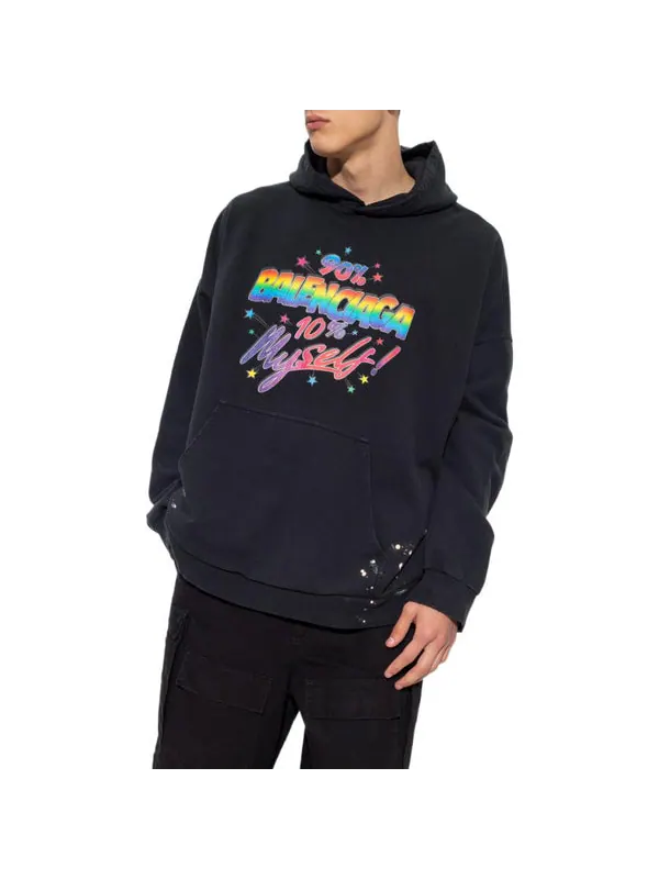 Толстовка 90/10 hoodie wide fit 'washed black' Balenciaga — изображение 4 из 4, черный