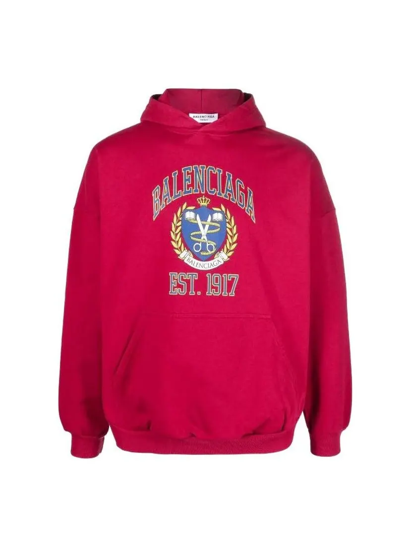 Худи Balenciaga Est. 1917 College Logo Print Hoodie Wide Fit 'Red' — изображение 1 из 5, красный