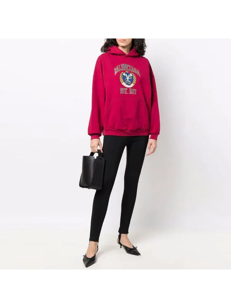 Худи Balenciaga Est. 1917 College Logo Print Hoodie Wide Fit 'Red' — изображение 3 из 5, красный