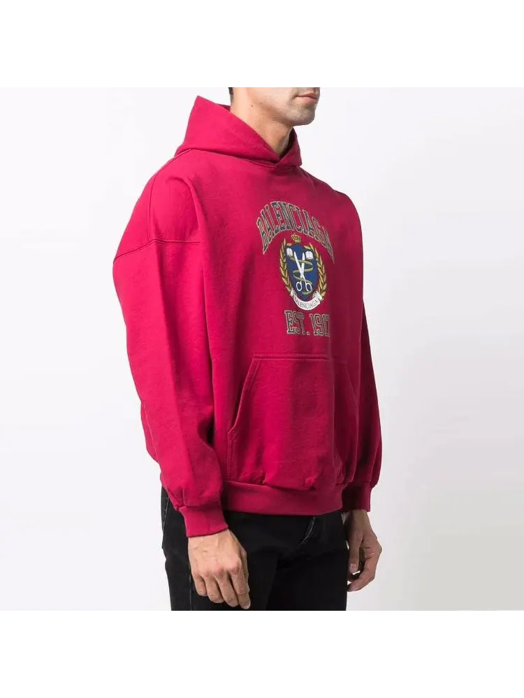 Худи Balenciaga Est. 1917 College Logo Print Hoodie Wide Fit 'Red' — изображение 5 из 5, красный