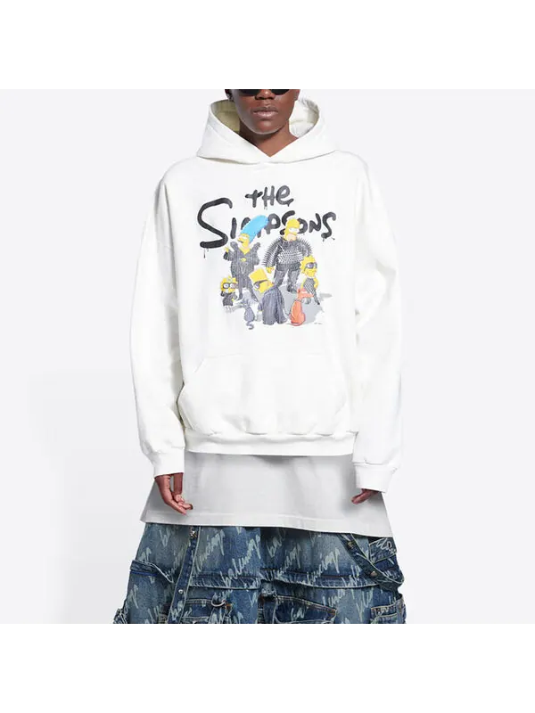 Толстовка x the simpsons cotton hoodie wide fit 'white' Balenciaga — изображение 4 из 4, белый