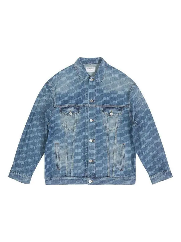 Куртка bb monogram large fit jacket 'blue' Balenciaga — изображение 1 из 4, синий