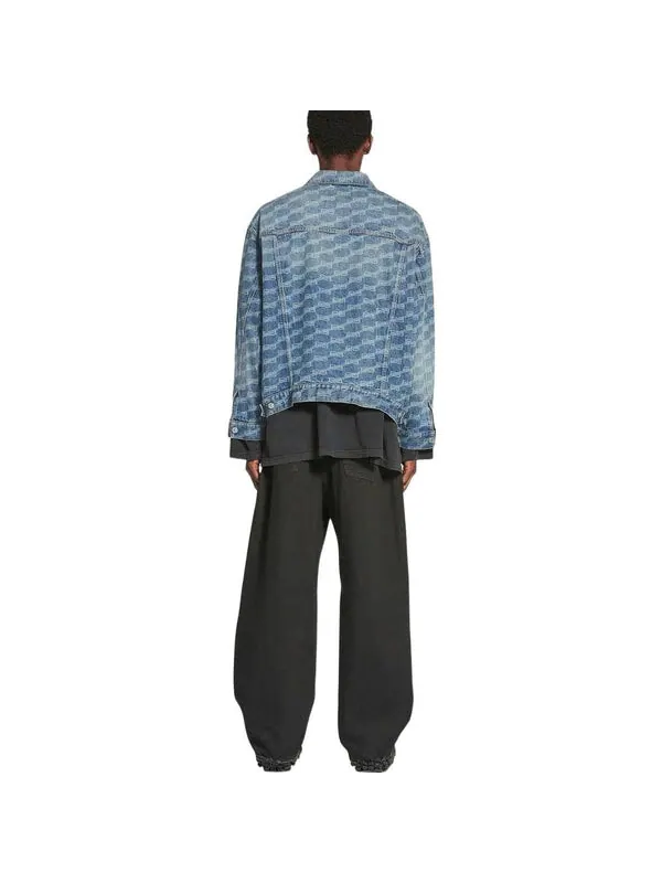 Куртка bb monogram large fit jacket 'blue' Balenciaga — изображение 3 из 4, синий