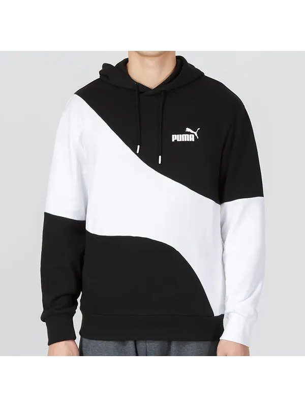 Толстовка power cat hoodie 'black' Puma — изображение 3 из 4, белый/черный