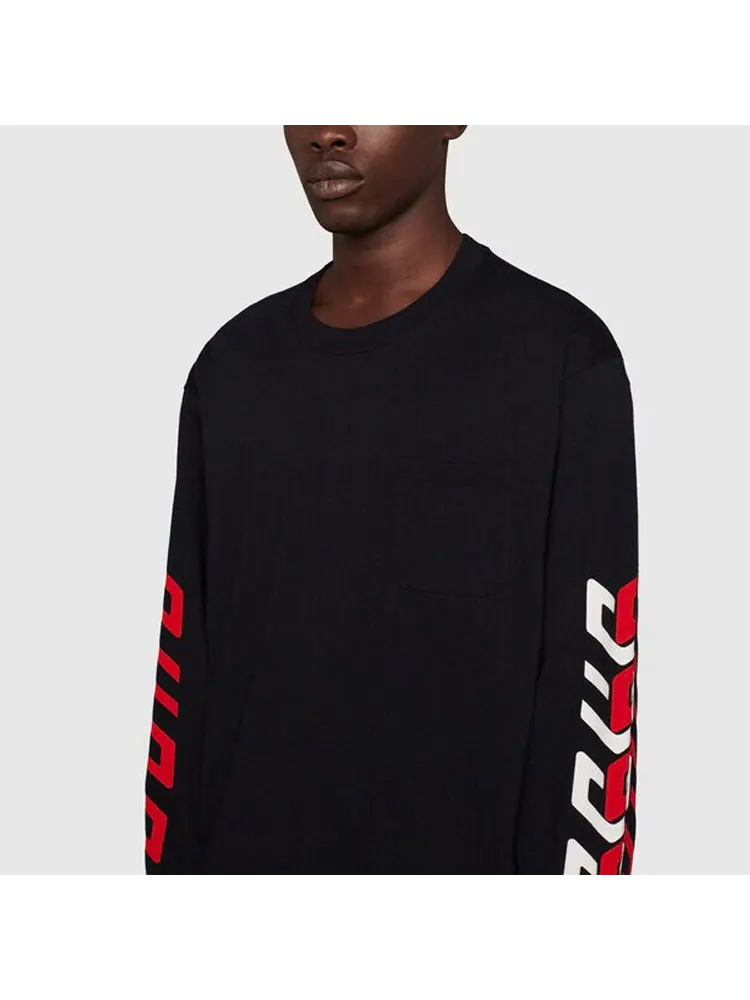 Футболка Gucci Cotton T-Shirt With Gucci Mirror Print 'Black' — изображение 5 из 5, черный